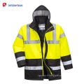 Haute Qualité Logo Personnalisé Imprimer Sécurité Veste De Pluie Réfléchissante Vert Hi-Vis Imperméable Veste Imperméable Capot Chaud Top